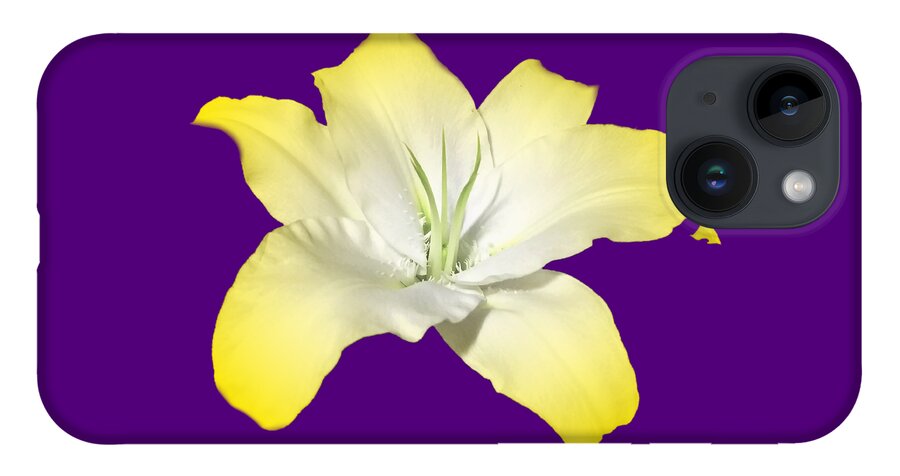 Yellow iPhone 14 Case featuring the photograph Yellow Lily Flower Best for Shirts and Bags by Delynn Addams