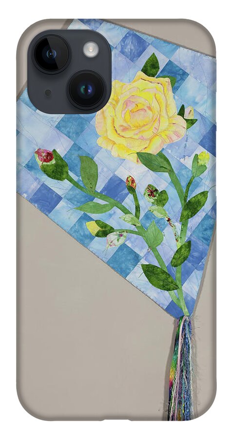 Fiber Art iPhone Case featuring the mixed media Yellow Rose of Texas 2 by Vivian Aumond