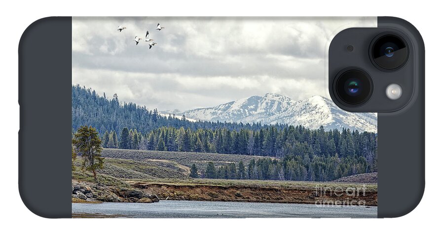 Pelican iPhone 14 Case featuring the photograph Yellowstone Flight by Natural Focal Point Photography
