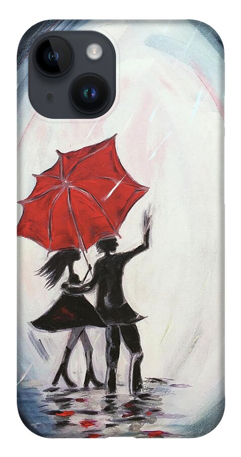 Walking iPhone 14 Case featuring the painting Young Love Walking by Roxy Rich