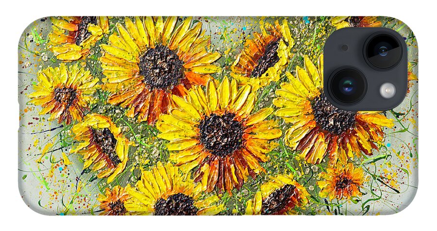 Sunflower iPhone 14 Case featuring the painting You're my Sunshine by Amanda Dagg