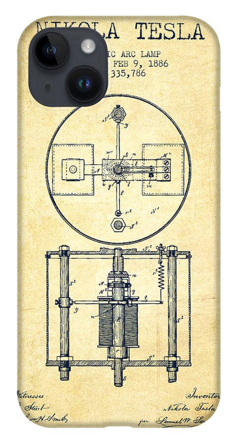 Nikola Tesla Patent Drawing From 1886 - Vintage #1 iPhone 14 Plus Case