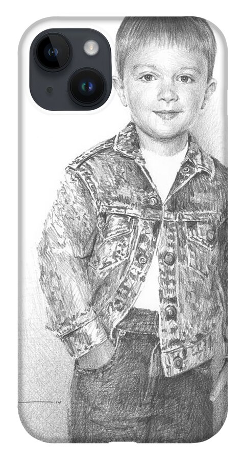 Boy In Jean Jacket Pencil Portrait iPhone 14 Plus Case by Mike Theuer -  Pixels
