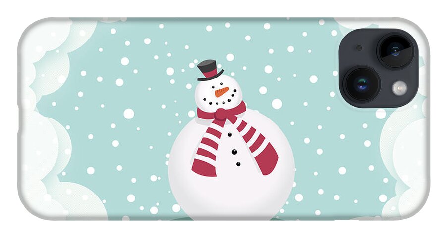 Snowman christmas card iPhone 14 Plus Case by Sophie McAulay