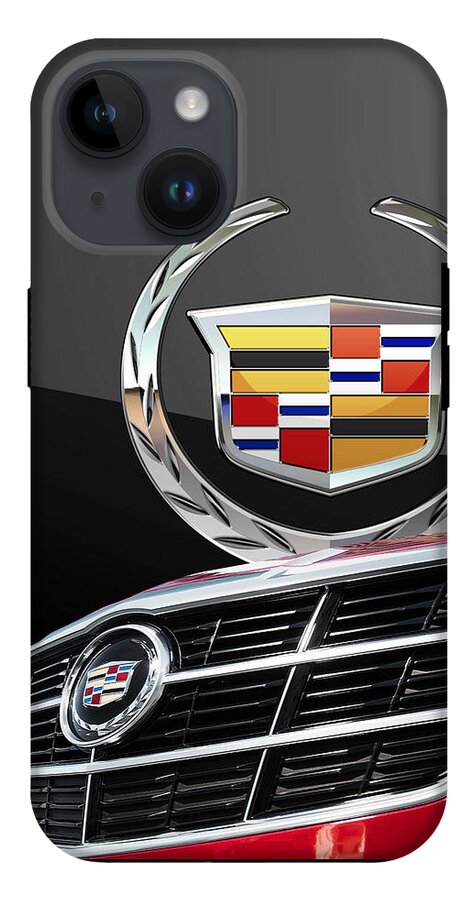 Red Cadillac C T S - Front Grill Ornament and 3D Badge on Black