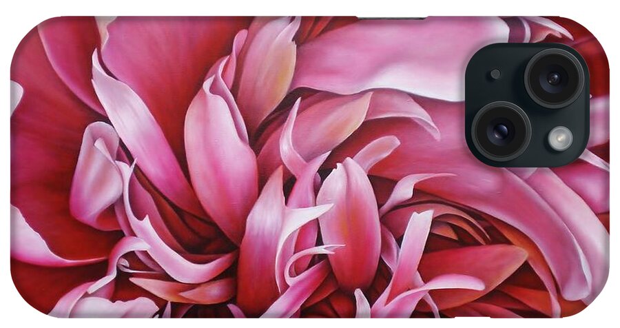 Flower iPhone Case featuring the painting Abstract Peony by Paula Ludovino