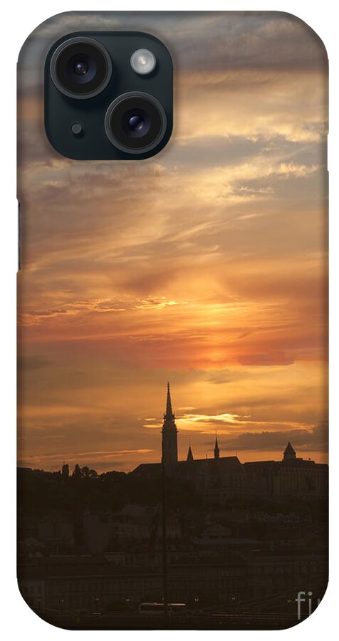 Budapest iPhone Case featuring the photograph Budapest's Fiery Skies by Brenda Kean