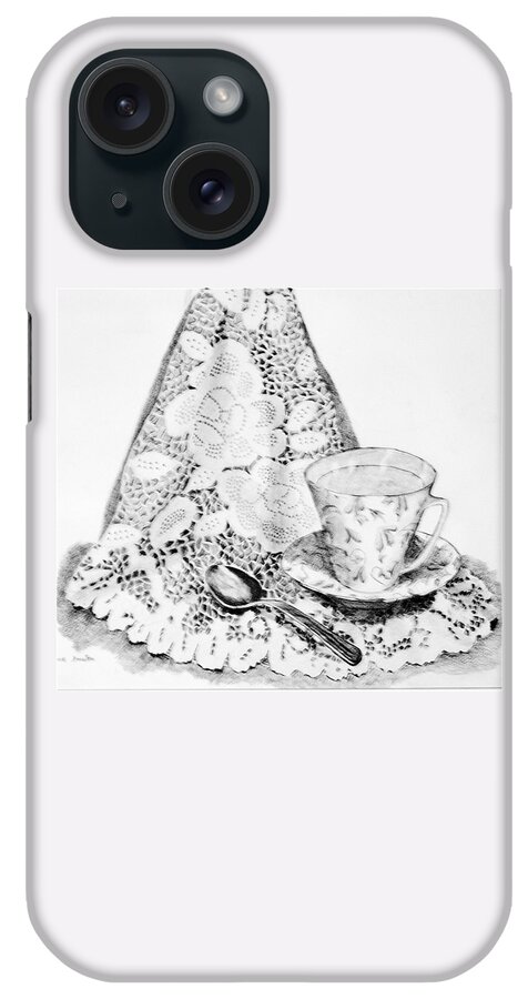 Pencil Drawing iPhone Case featuring the photograph Lace with cup by Suanne Forster