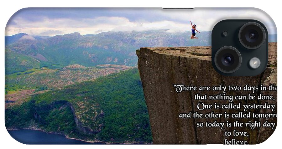 Quote iPhone Case featuring the photograph Preikestolen Pulpit Rock Norway Dalai Lama Quote by Julia Fine Art And Photography