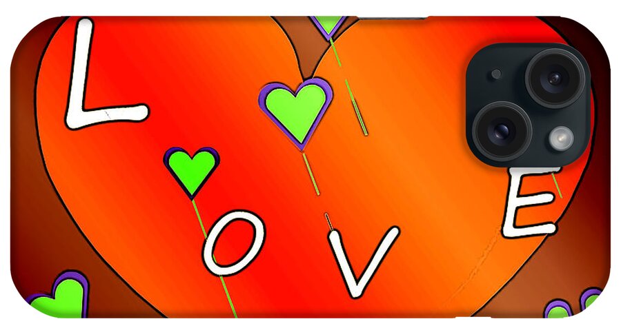 Abstract iPhone Case featuring the painting Simple Love Heart - 505 by Irmgard Schoendorf Welch