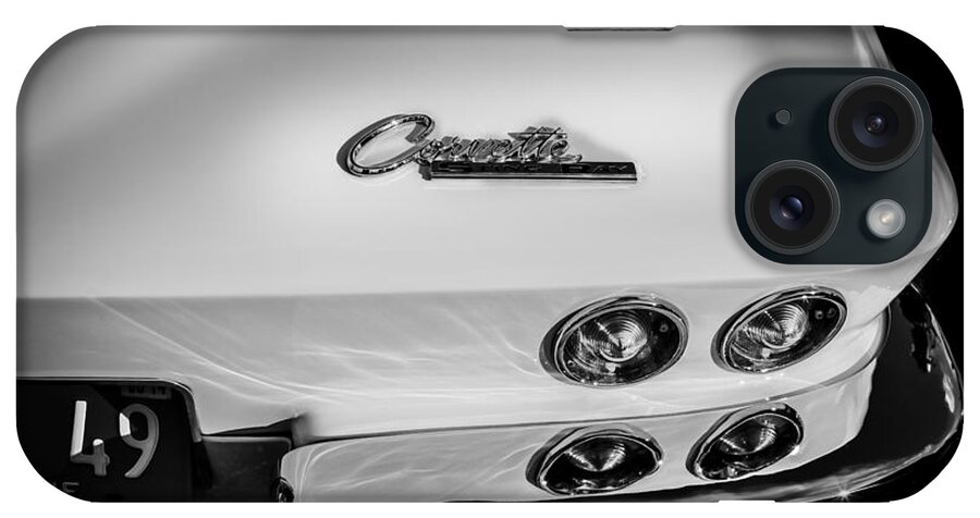 1965 iPhone Case featuring the photograph 1965 Chevrolet Corvette Sting Ray Coupe BW by Rich Franco