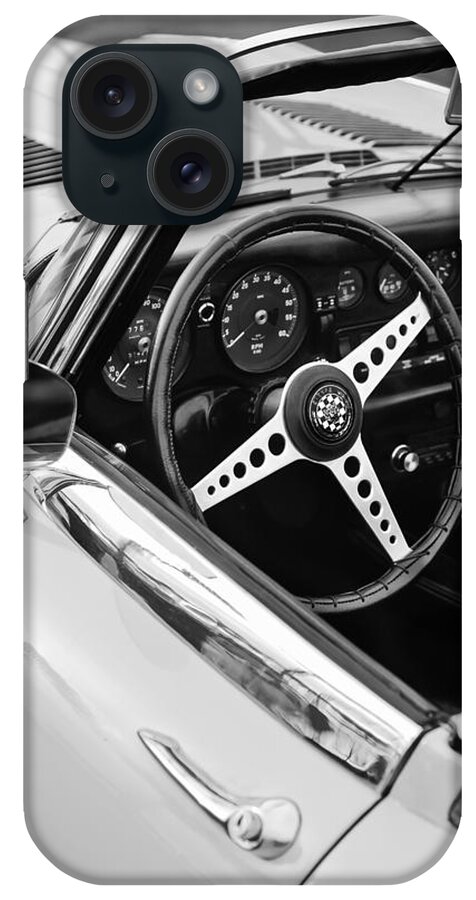 1970 Jaguar Xk Type-e Steering Wheel iPhone Case featuring the photograph 1970 Jaguar Xk Type-e Steering Wheel by Jill Reger