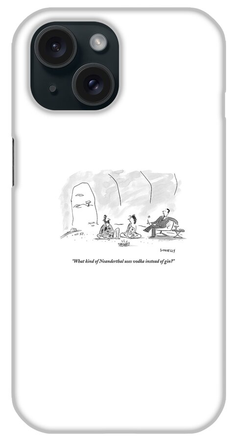 A Caveman And Cavewoman Sit On The Floor #1 iPhone Case
