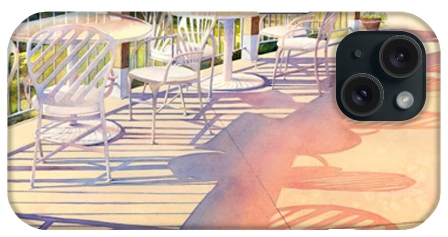 Patio Table And Chairs iPhone Case featuring the painting Afternoon Shadows at Les Bourgeois by Brenda Beck Fisher