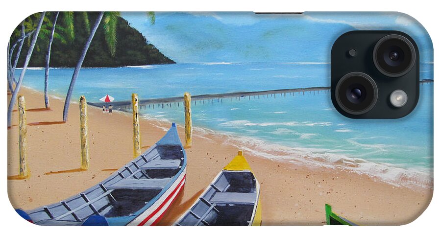 Aguadilla iPhone Case featuring the painting Aguadilla Crashboat Beach by Luis F Rodriguez