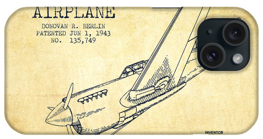 Airplane iPhone Case featuring the digital art Airplane patent Drawing from 1943-Vintage #2 by Aged Pixel