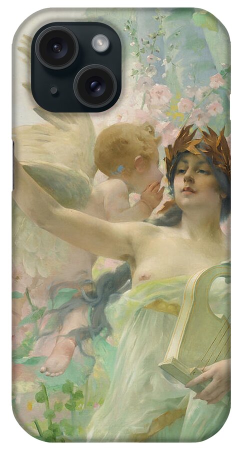 Harp iPhone Case featuring the painting Allegory of Music #2 by Paul Francois Quinsac 
