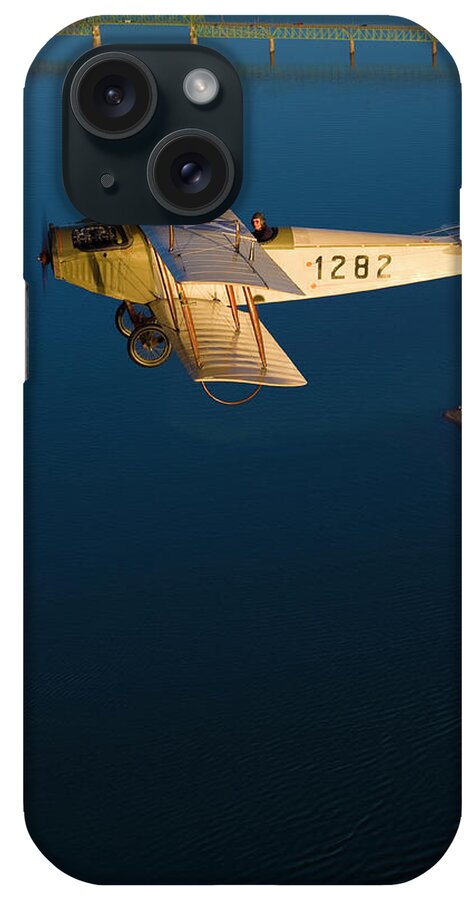 Adventure iPhone Case featuring the photograph Antique Plane Flies Over The Columbia #1 by Richard Hallman