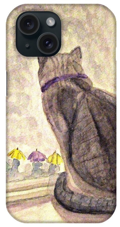 Cats iPhone Case featuring the painting April Showers by Angela Davies