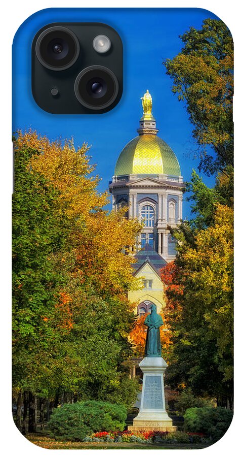 Notre Dame iPhone Case featuring the photograph Autumn on the Campus of Notre Dame #1 by Mountain Dreams