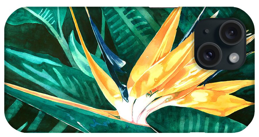 Bird Of Paradise iPhone Case featuring the painting Bird of Paradise by Pauline Walsh Jacobson