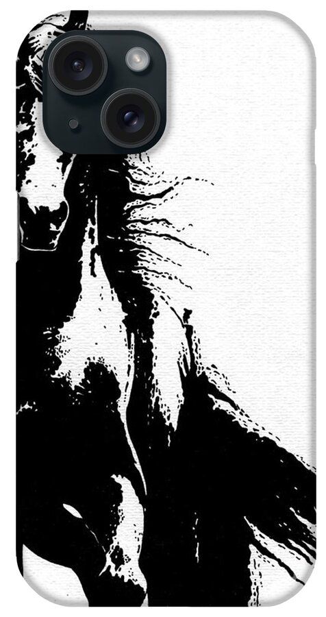 Horse iPhone Case featuring the drawing Black Beauty #1 by Kate Black