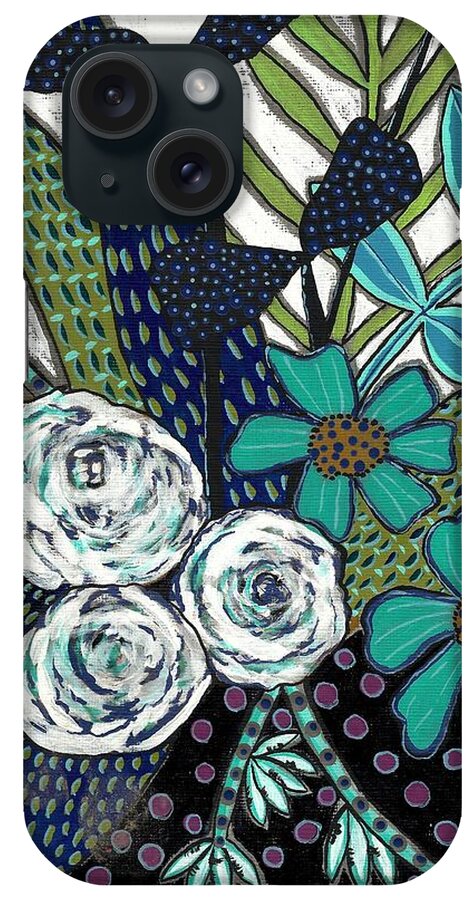 Flowers iPhone Case featuring the painting Blue by Lisa Noneman