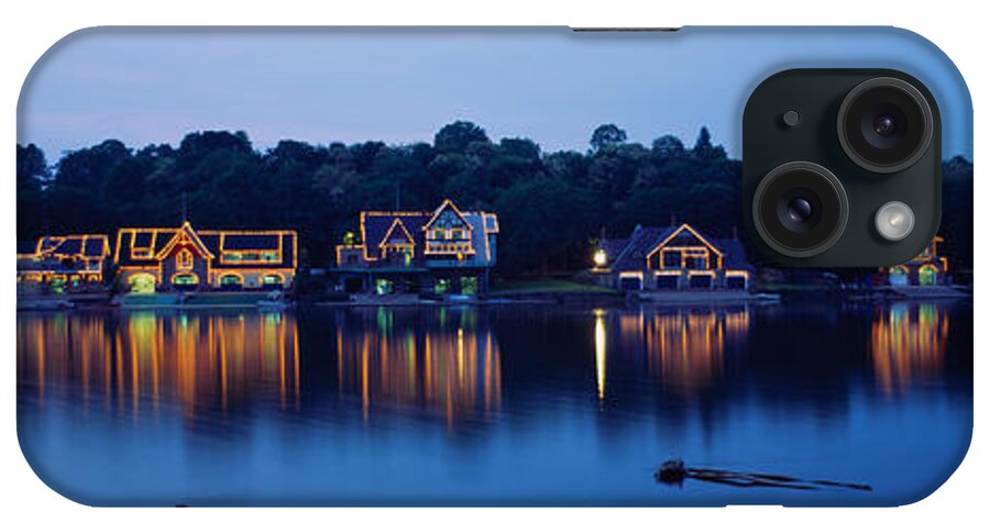 Photography iPhone Case featuring the photograph Boathouse Row Lit Up At Dusk #1 by Panoramic Images