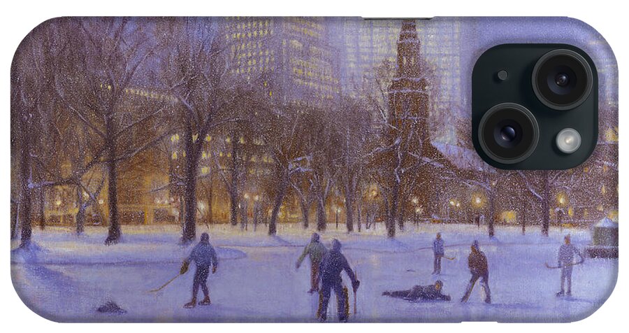 Boston iPhone Case featuring the painting Boston Twilight Players by Candace Lovely