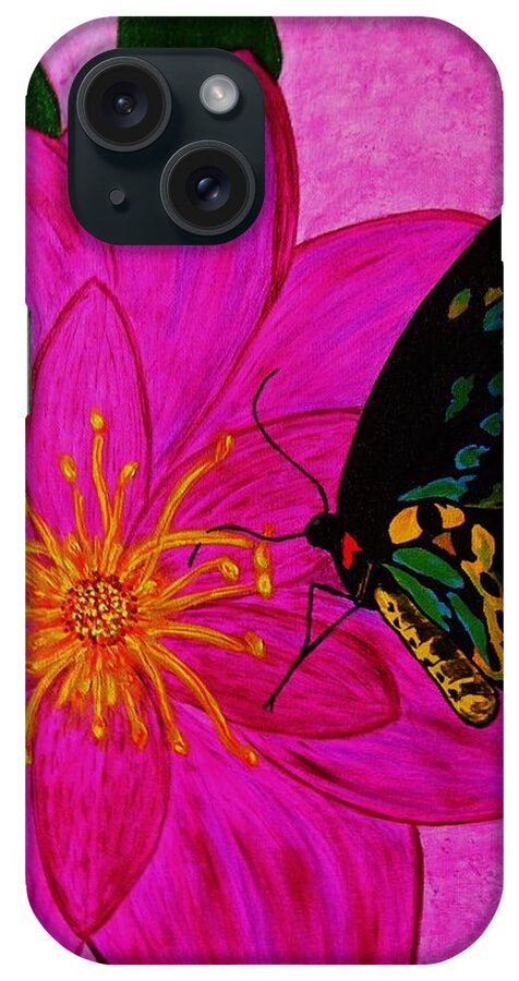 Pink Flower Art Prints iPhone Case featuring the painting Center Of Attraction by Celeste Manning