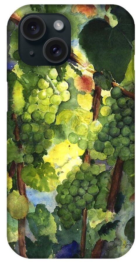 Green Grapes iPhone Case featuring the painting Chardonnay au Soliel by Maria Hunt