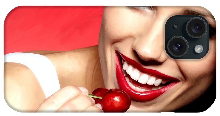 Girl iPhone Case featuring the digital art Cherry Girl #1 by Gabriel T Toro