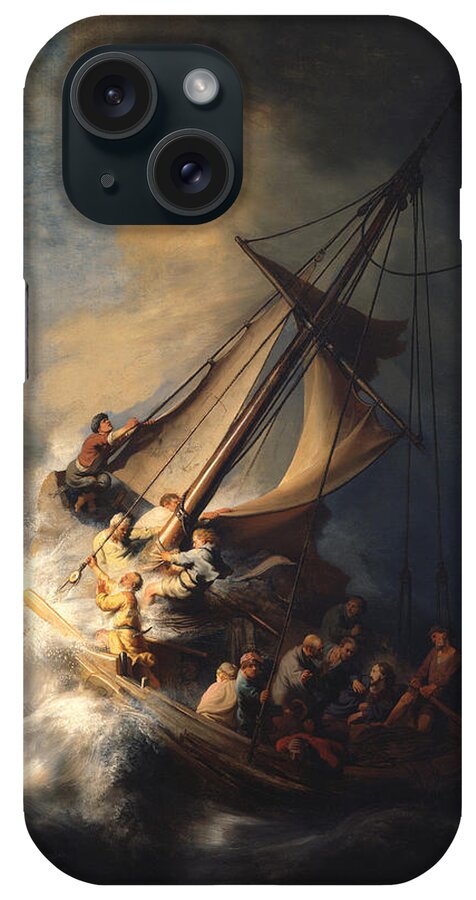 Rembrandt Van Rijn iPhone Case featuring the painting Christ In The Storm On The Sea Of Galilee #3 by Celestial Images