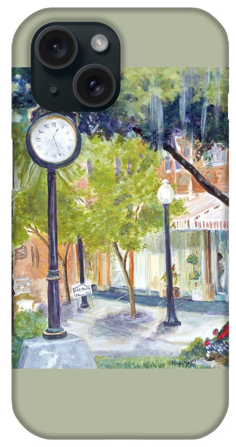 Clock iPhone Case featuring the painting Clock in the Park by Linda Kegley