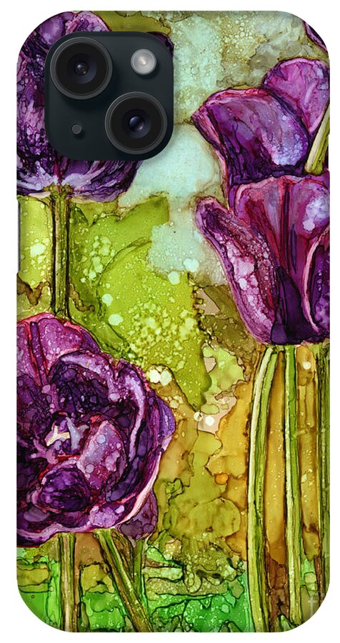 Tulips iPhone Case featuring the painting Dark Tulips by Vicki Baun Barry