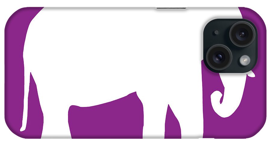 Graphic Art iPhone Case featuring the digital art Elephant in Purple and White #1 by Jackie Farnsworth