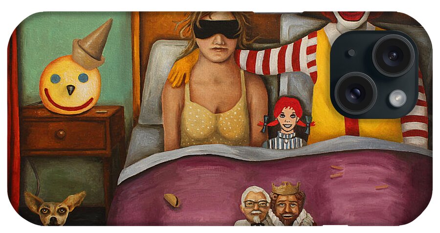 Mcdonald's iPhone Case featuring the painting Fast Food Nightmare #1 by Leah Saulnier The Painting Maniac