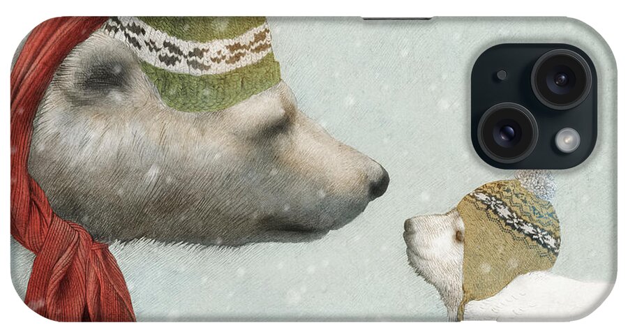 Polar Bear iPhone Case featuring the drawing First Winter by Eric Fan