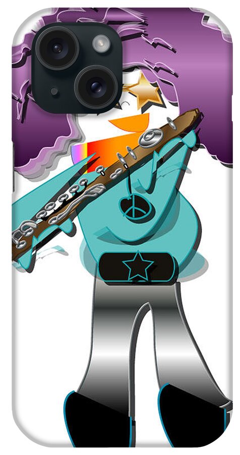 Music iPhone Case featuring the digital art Flute Player #1 by Marvin Blaine