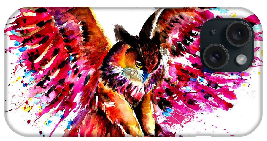 Painting iPhone Case featuring the painting Flying Owl #1 by Isabel Salvador