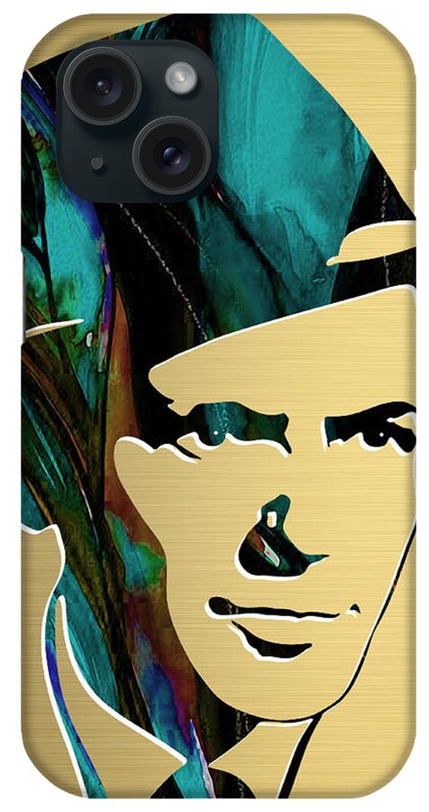 Frank Sinatra Art iPhone Case featuring the mixed media Frank Sinatra Gold Series #2 by Marvin Blaine