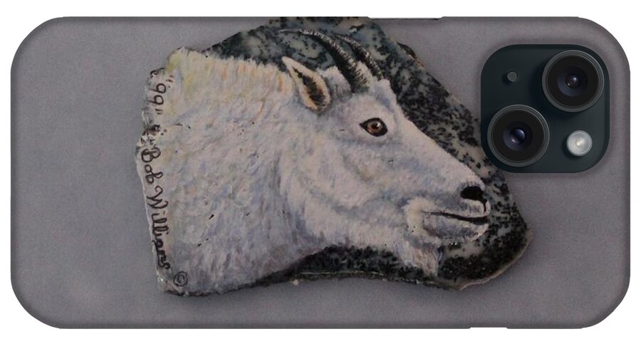 Mountain Goat iPhone Case featuring the painting Glacier Park Mountain Goat by Bob Williams