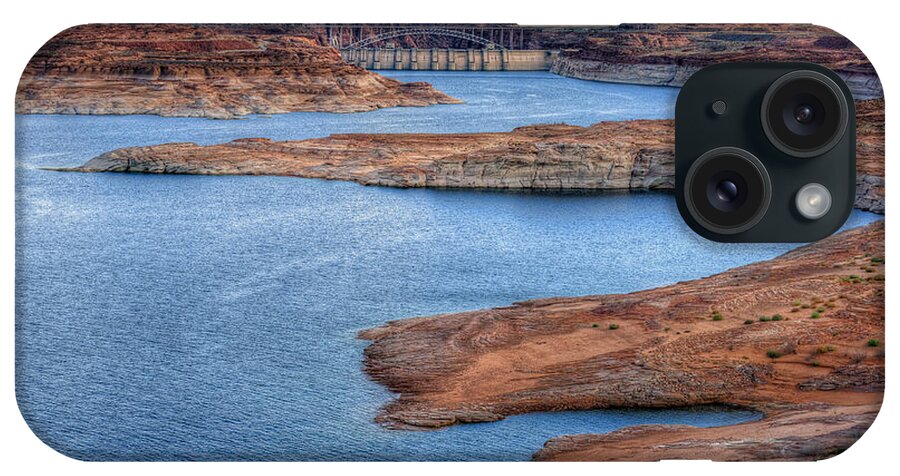 Hdr iPhone Case featuring the photograph Glen Canyon Dam Lake Powell #1 by Stephen Campbell