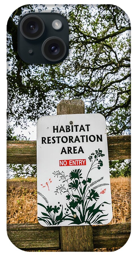 Windsor iPhone Case featuring the photograph Habitat Restoration Area Sign In Shiloh #1 by Ron Koeberer