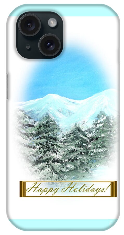 The Best Winter Holiday Gifts iPhone Case featuring the digital art Happy Holidays #4 by Oksana Semenchenko