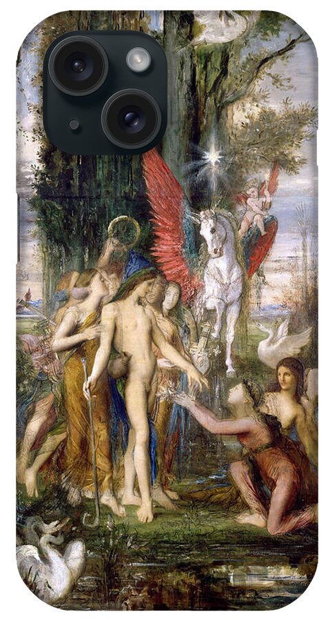 Gustave Moreau iPhone Case featuring the painting Hesiod and the Muses #2 by Gustave Moreau