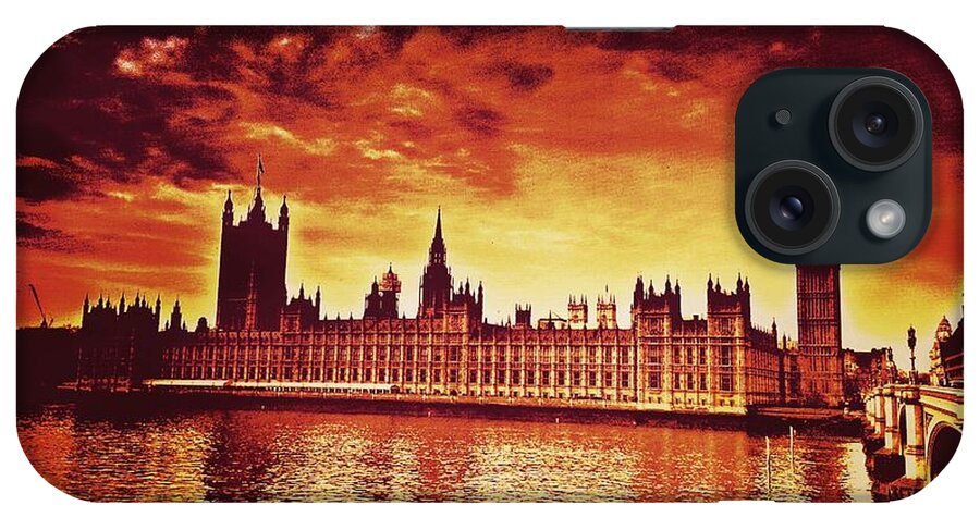 London iPhone Case featuring the photograph Houses of Parliament looking over the River Thames #1 by Chris Drake