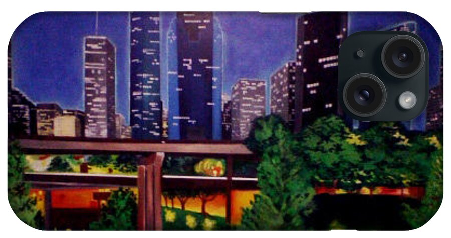  iPhone Case featuring the painting Houston skyline by Femme Blaicasso