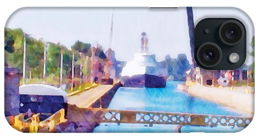 welland Ship Canal iPhone Case featuring the painting Jacknife Bridge 2 #1 by The Art of Marsha Charlebois