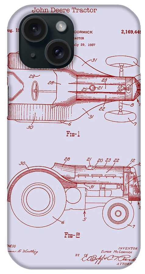 Patent iPhone Case featuring the drawing John Deere Tractor Patent 1939 #1 by Mountain Dreams
